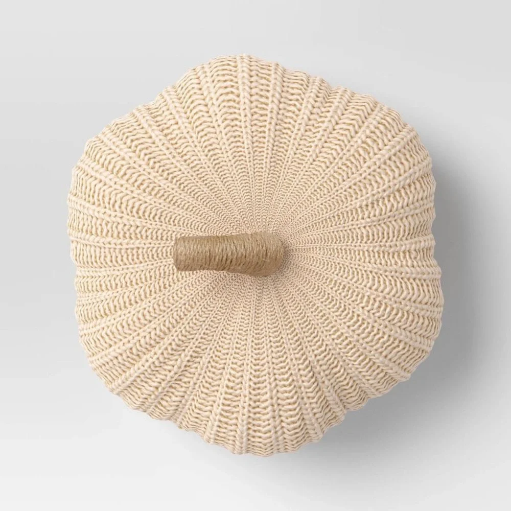 Knit Pumpkin with Jute Stem Novelty Throw Pillow - Threshold - Picture 4 of 4